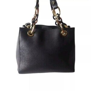 Michael Kors Small Cynthia Saffiano Leather Satchel Bag Black 30S5GCYS1L